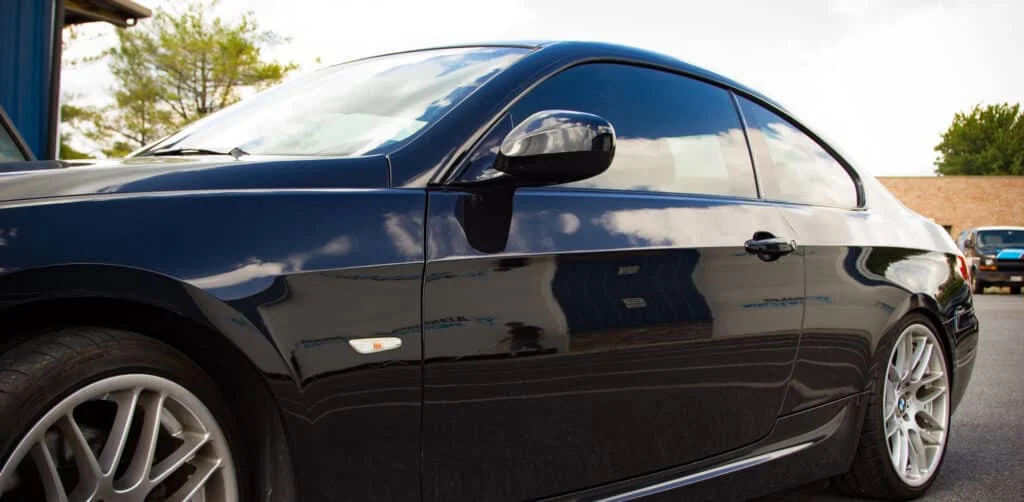 Black sedan with tinted windows in New York