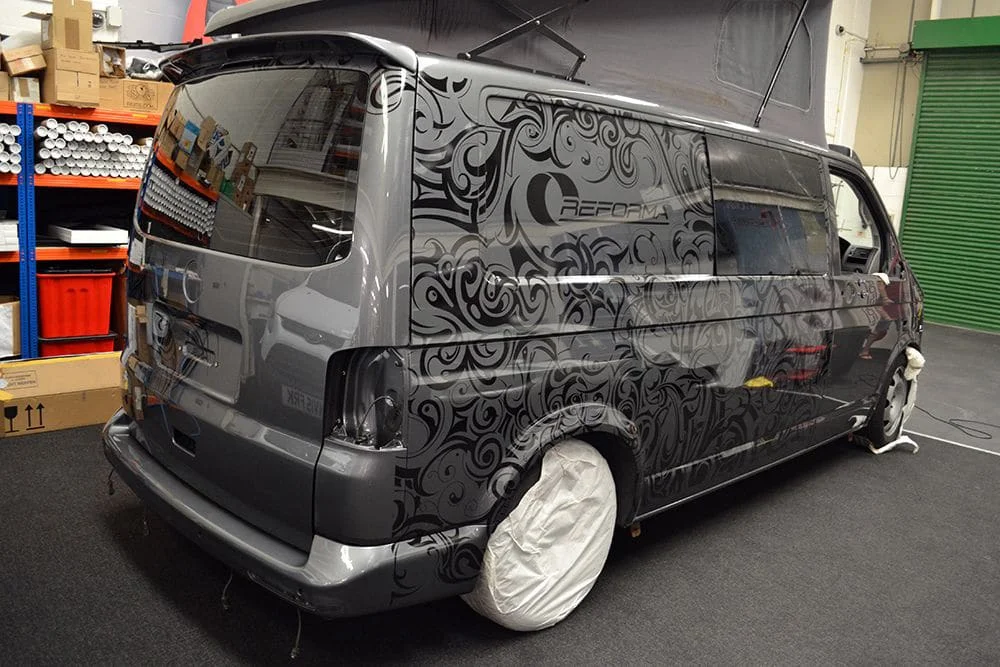 Custom vinyl covered can with tinted rear windshield