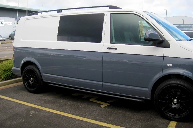 Cargo van with dark tinted windows