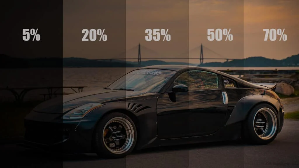 Window tint darkness levels compared in Maryland.