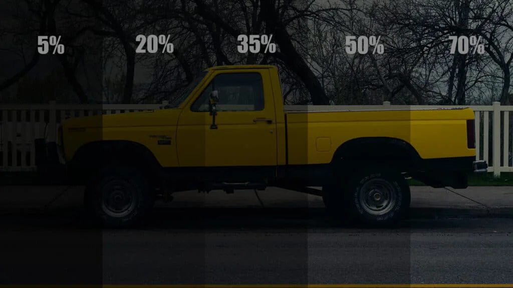 Window tint VLT levels compared