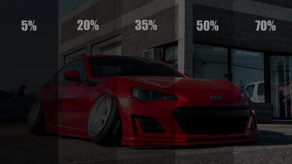 Car window tint VLT levels compared