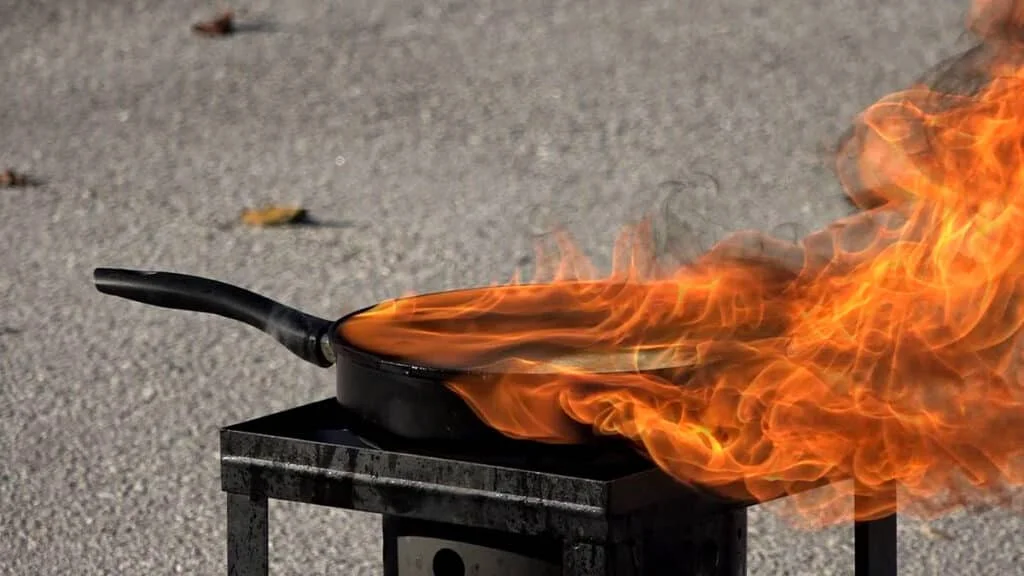 Pan grease fire