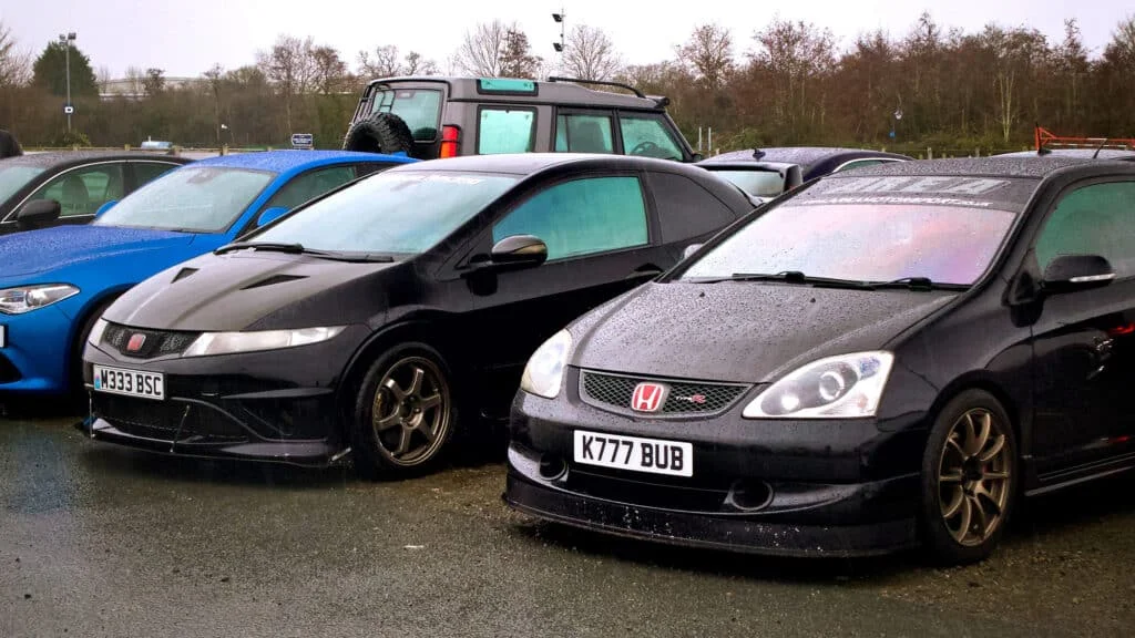 Modified Hondas at a car meet