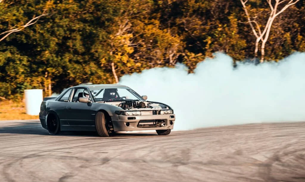Drift car at full lock