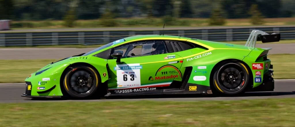 Green Lamborghini at British Touring Car Championship
