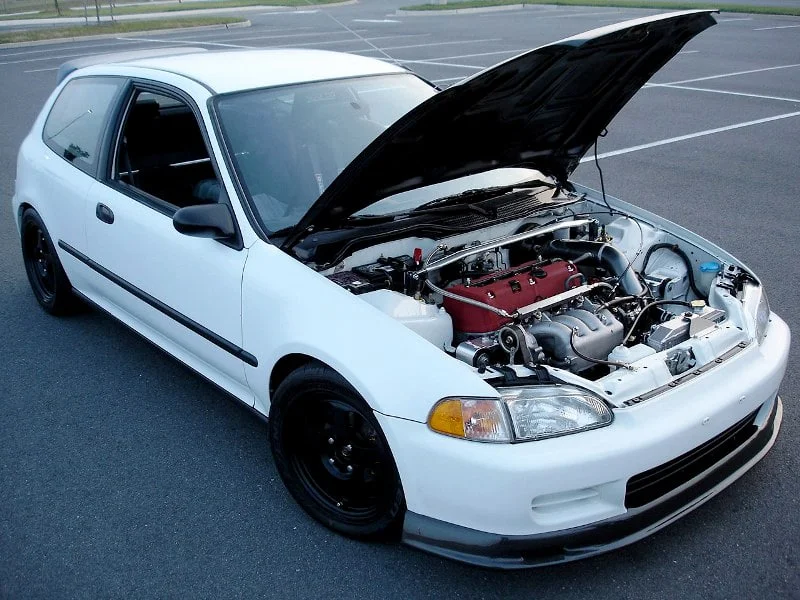 White Civic with K20 engine