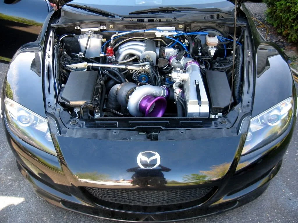 Big single turbo installed on a Mazda RX8