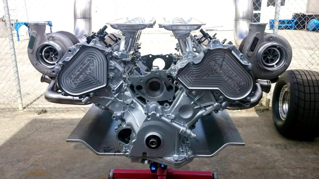 Twin-turbocharged VK56 V8 engine
