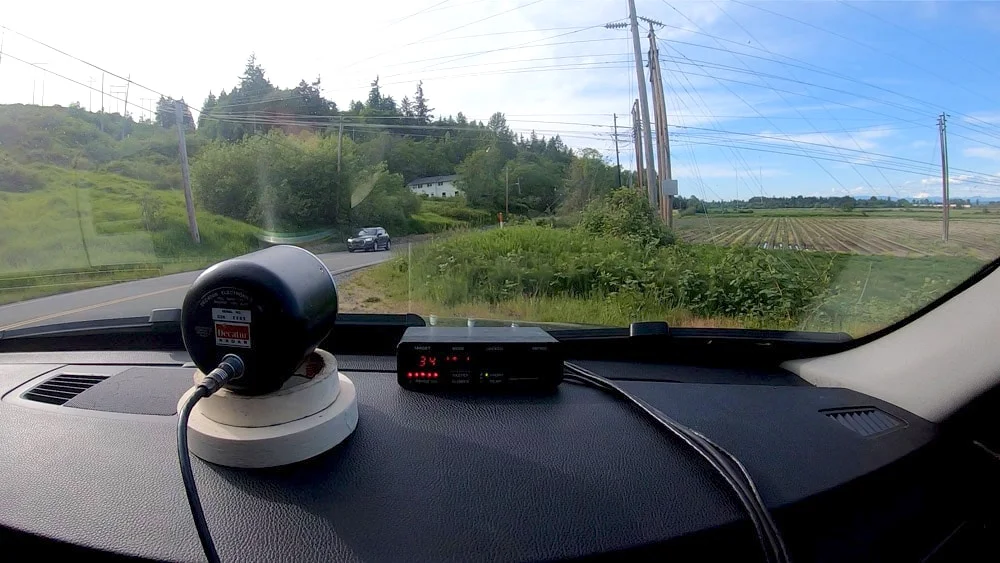 Dash-mounted radar detector in Montana