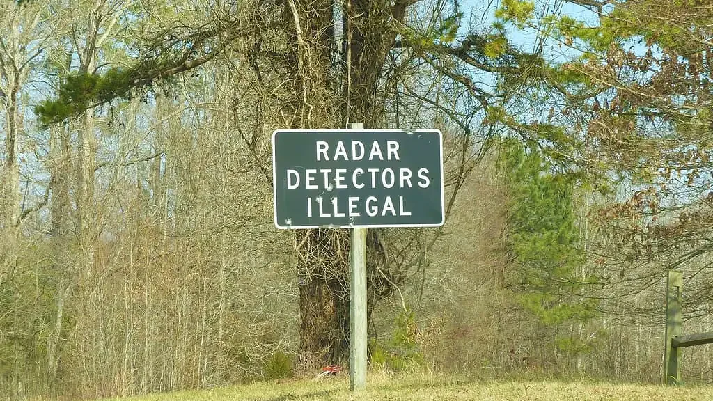 Radar detectors illegal warning board