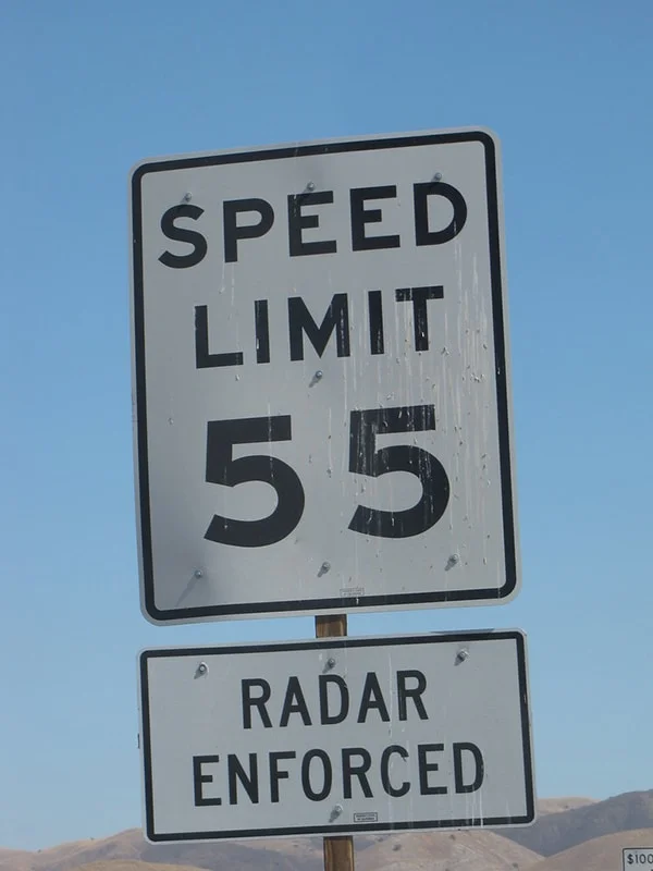 Speed limit signpost