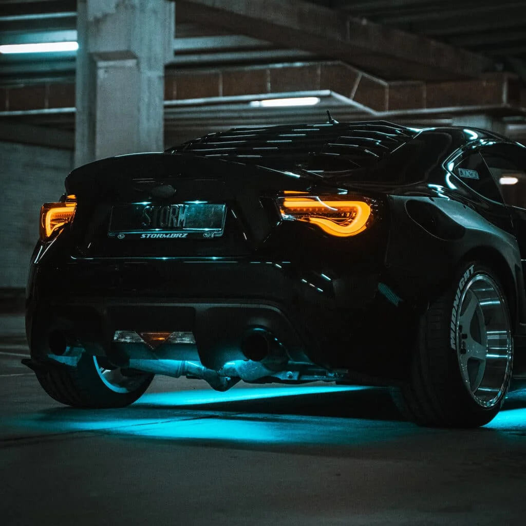 Black widebody FRS with teal underglow