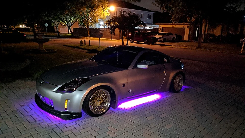 Silver z33 with purple neon lights