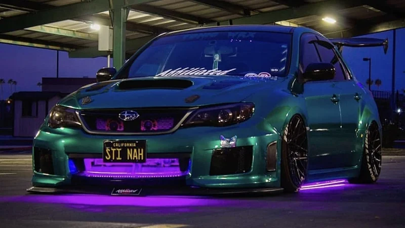 Purple underglow Subaru STI