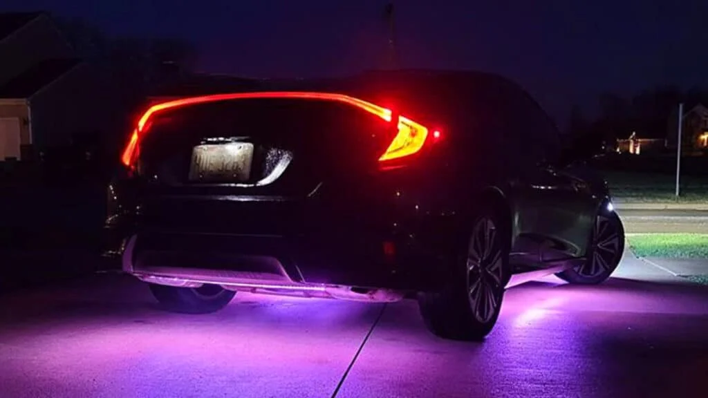 Civic Type-R with magenta underglow lights