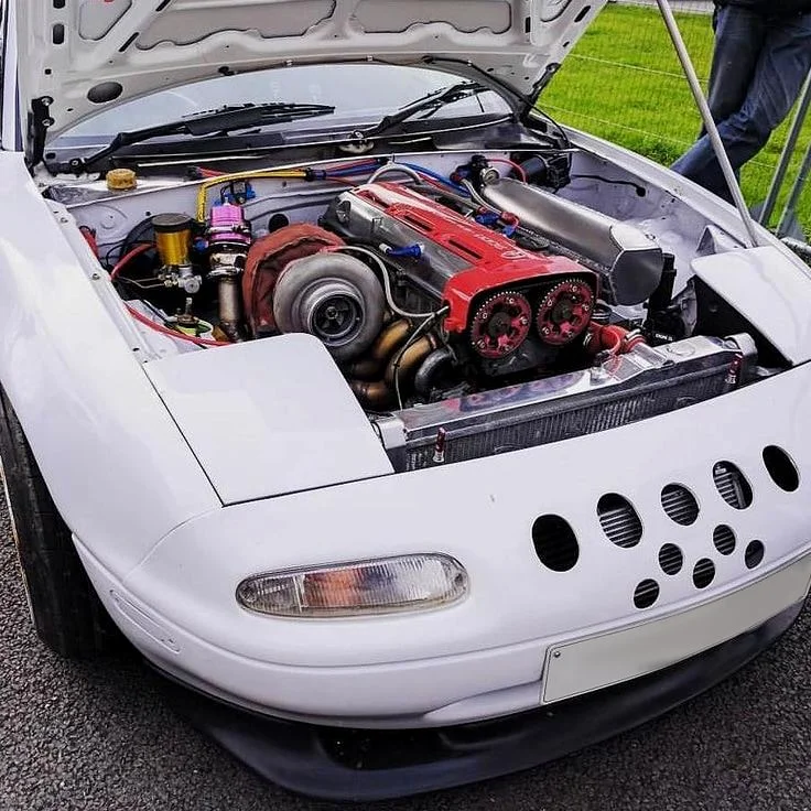 White NA Miata with 2JZ engine