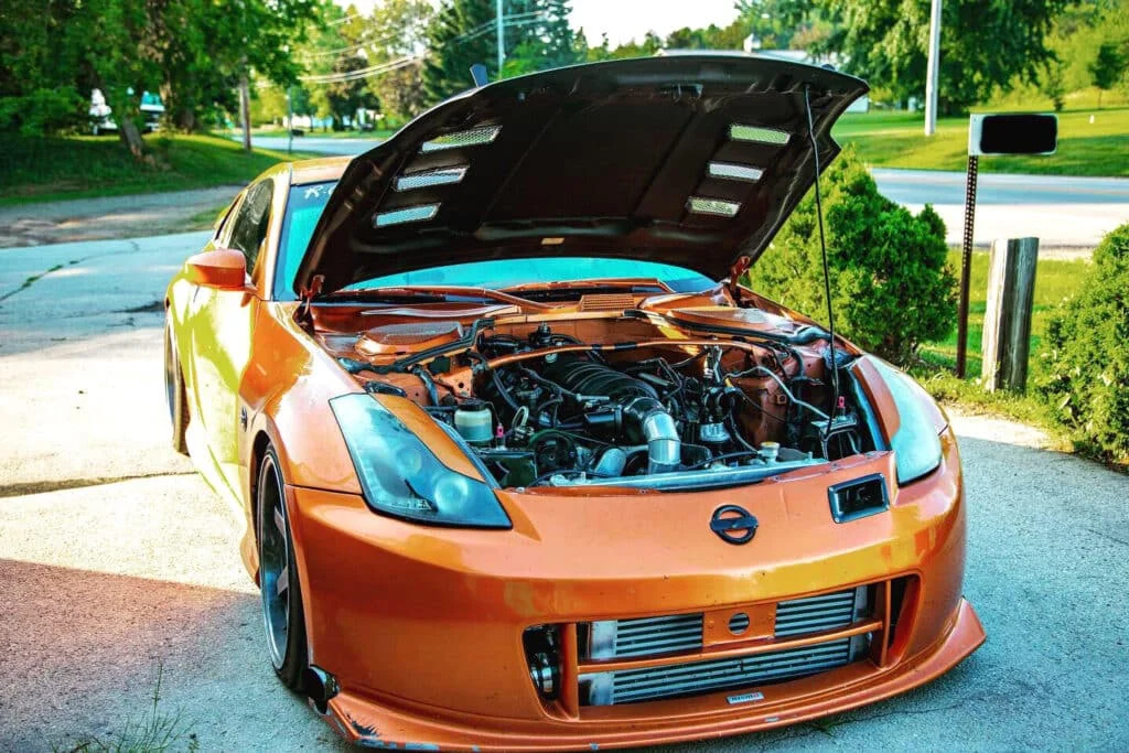 Tuned orange Nissan Z33
