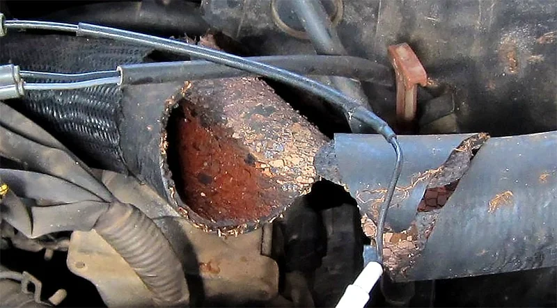 Broken radiator hose
