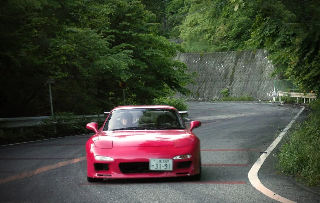 Red RX7 on a Touge