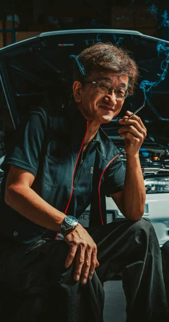 Kazuhiko Nagata enjoying a cigarette