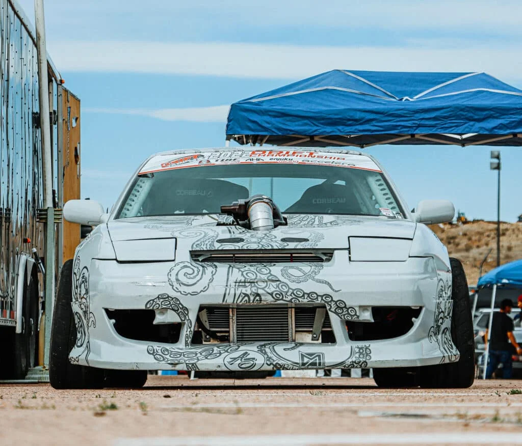 Stanced car with custom artwork