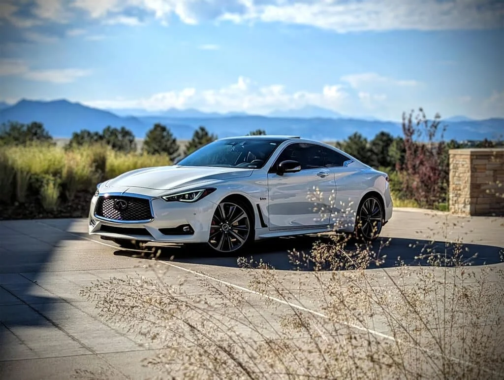 White Infiniti Q60 coupe