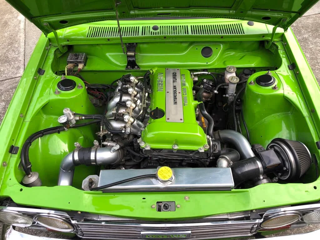 Green Datsun 510 with SR20VE engine