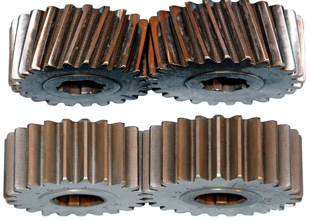 Helical and straight cut gears compared