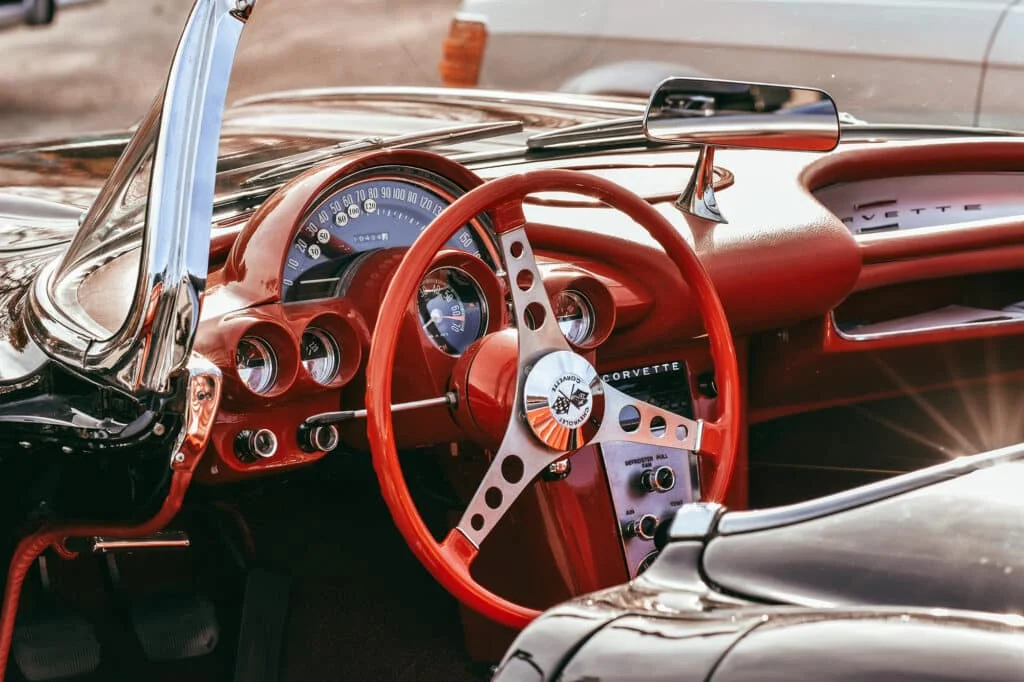 Interior of an old Corvette classic car