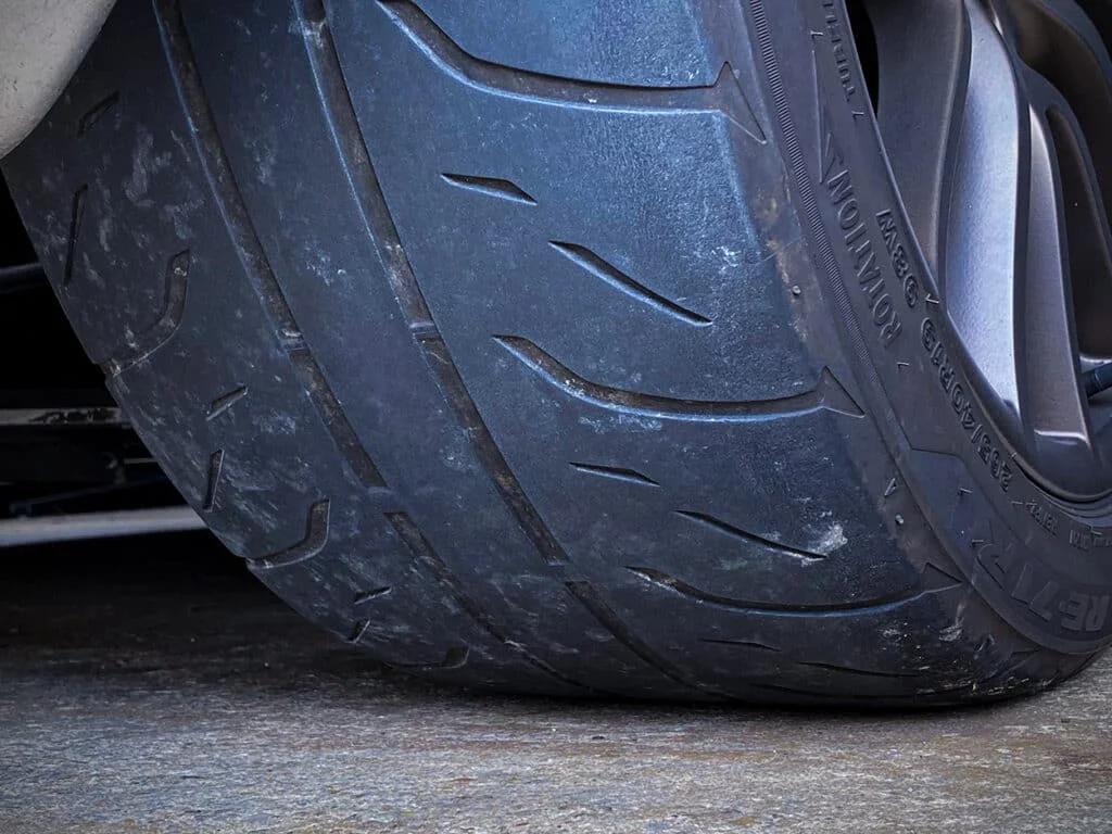 Worn out low-profile tire