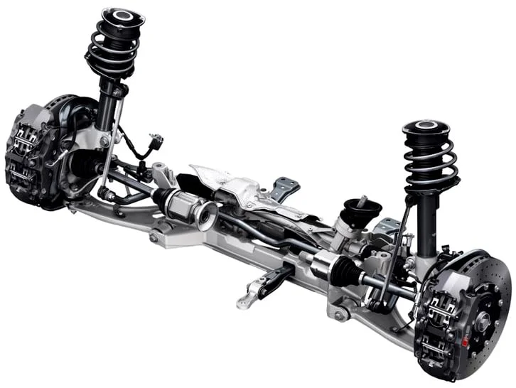 MacPherson strut suspension 3D render