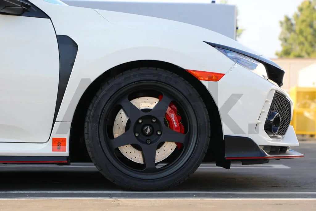 Matte black Spoon SW388 rims on a white Civic Type-R FK8