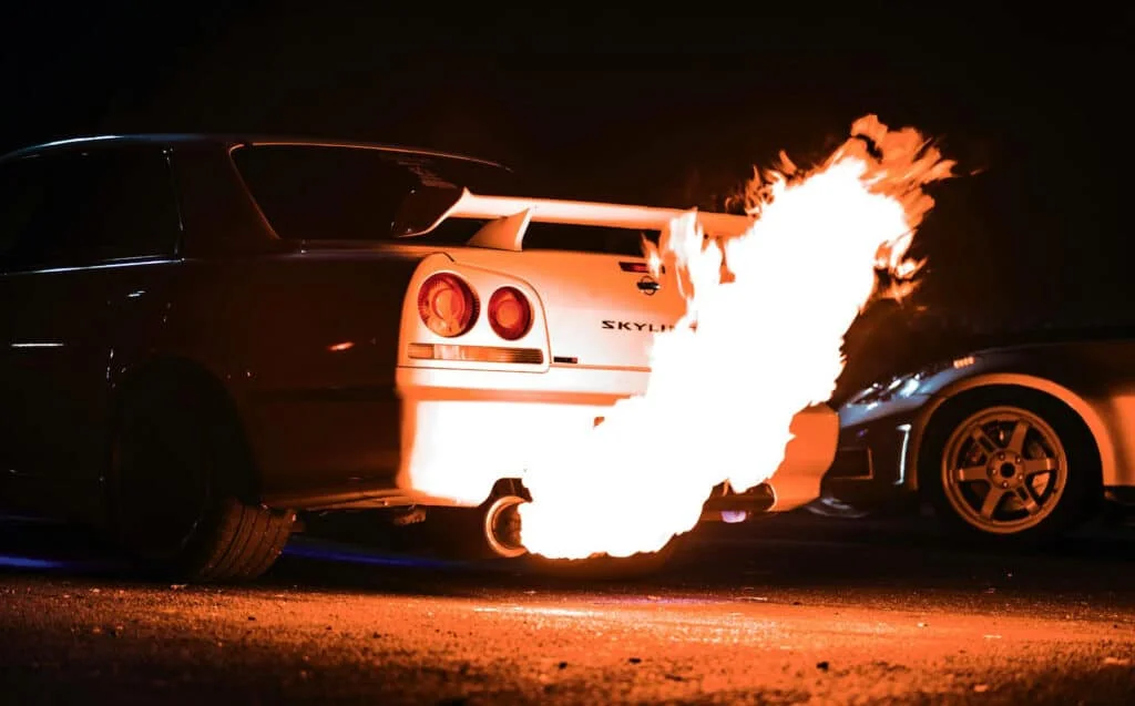 Skyline spitting flames