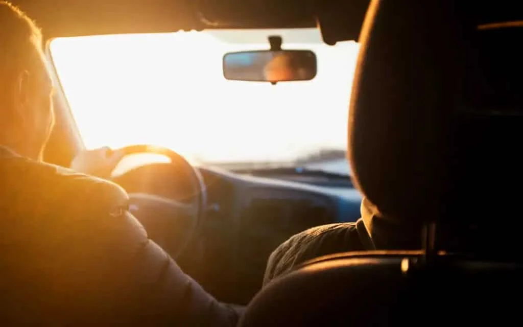Sunlight beaming through a windscreen