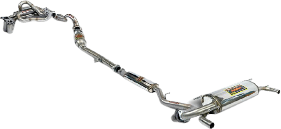 A full BRZ exhaust system, including headers, front pipe, high-flow cat and catback