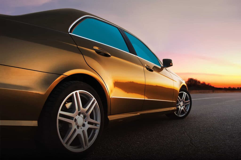 Sedan with blue tinted windows