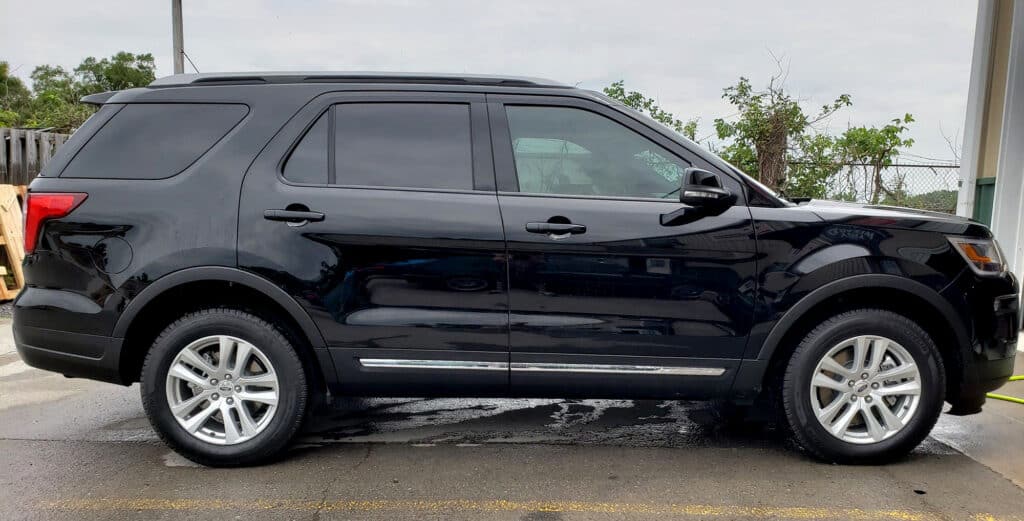 Black SUV with dark tinted windows