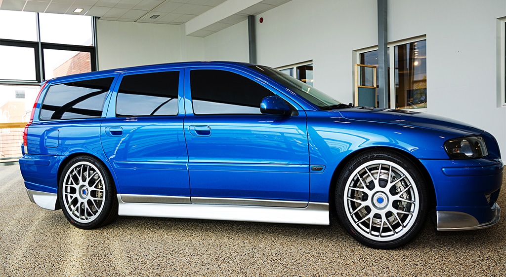 Lowered Volvo wagon with tinted windows