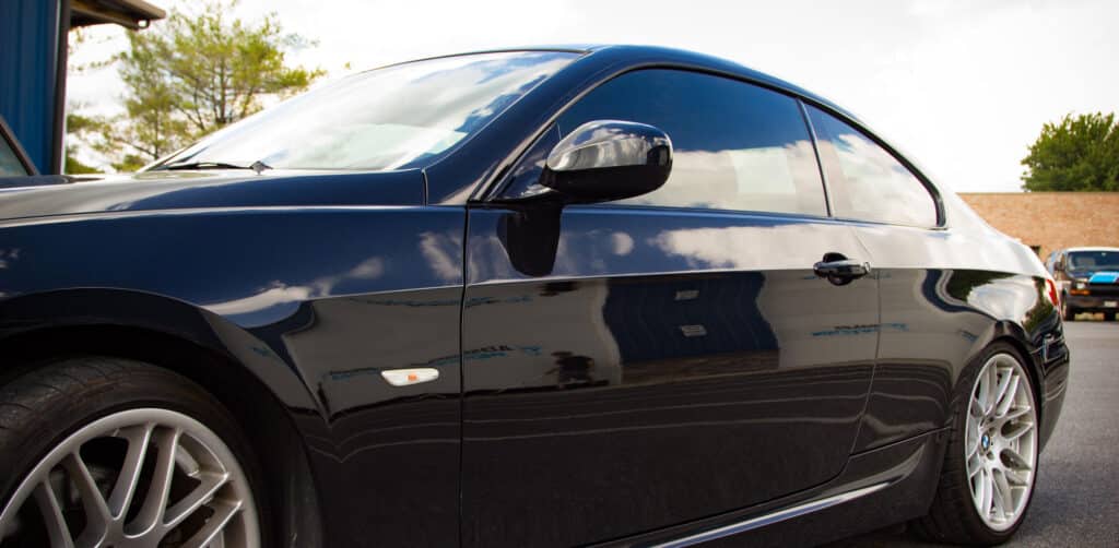 Black sedan with tinted windows in New York