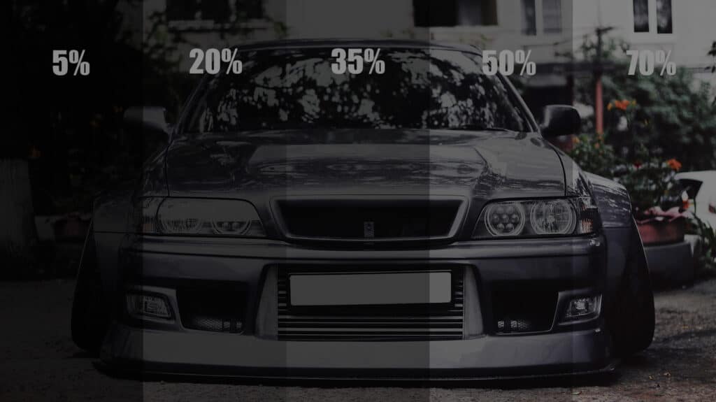 Window tint VLT levels compared