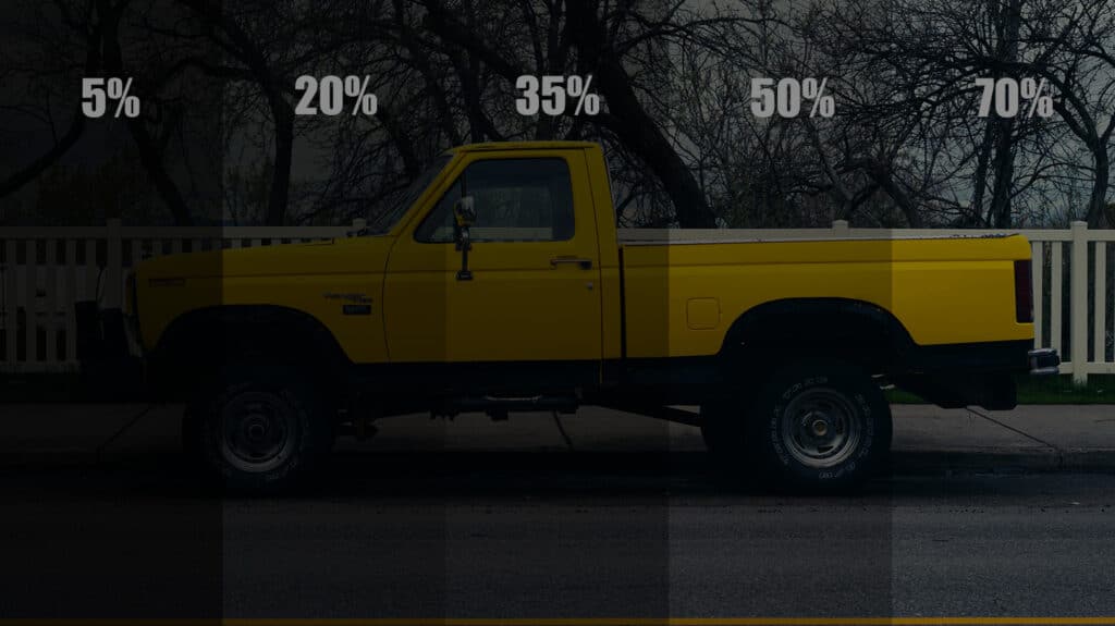 Window tint VLT levels compared