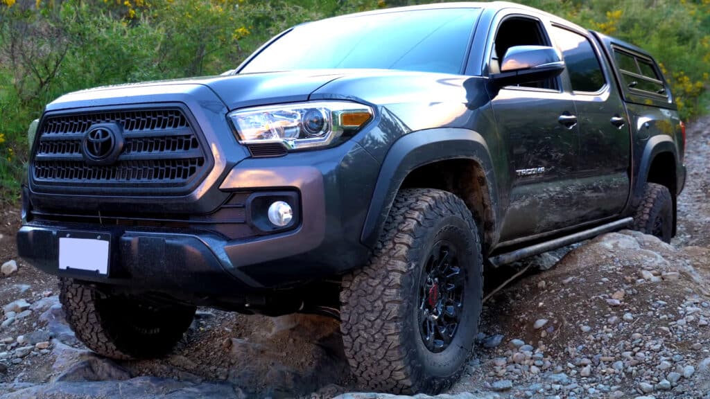 Gen 3 Tacoma testing a part of rock sliders