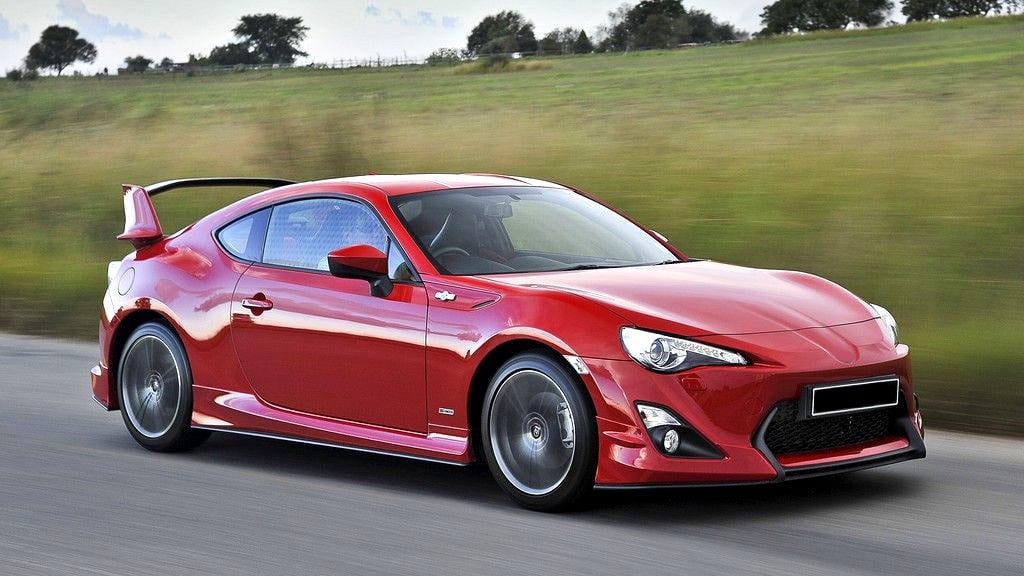 Red Scion FR-S with aero kit and a big wing