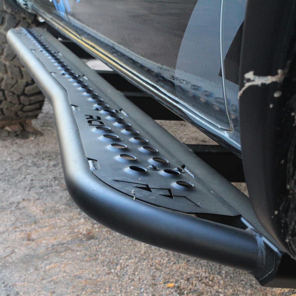 RCI Metalworks dimple-died plated rock slider for Toyota Tacoma