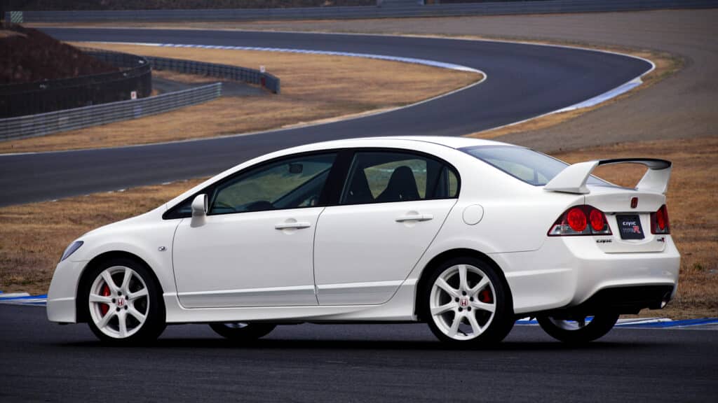 White FD2R Civic at a track