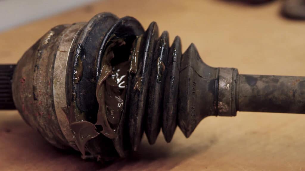 Torn CV axle boot