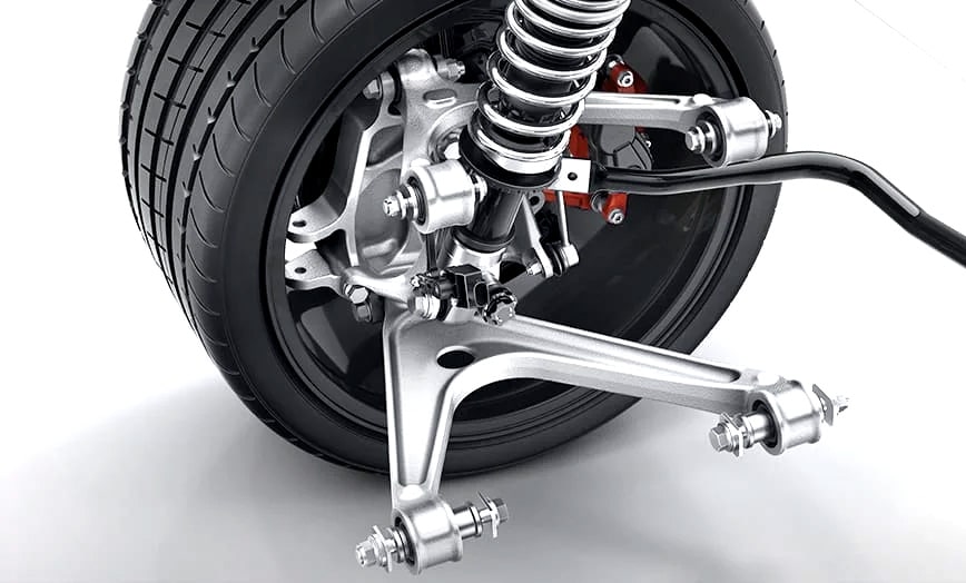 Double wishbone suspension 3D render