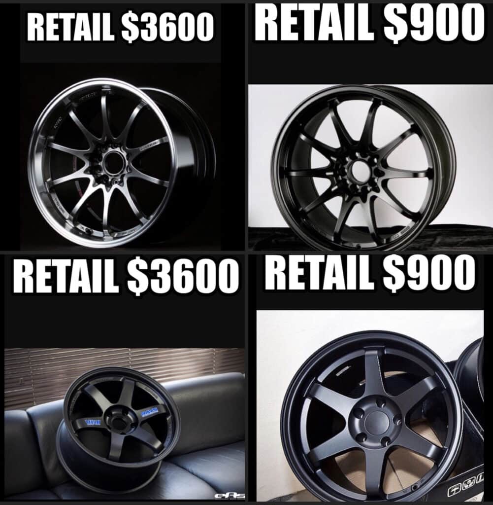 Rep vs. real wheels retail prices compared