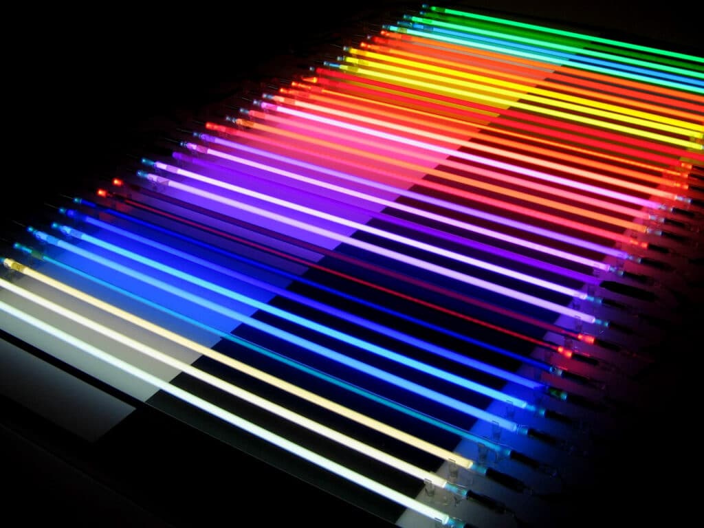 Multi colored neon tubes